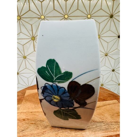 Vintage Japanese Otagiri-Style Ceramic Vase | Floral & Butterfly Design - Picture 3 of 7